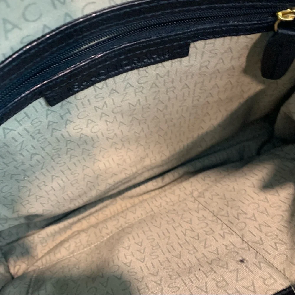 Isaac Mizrahi Black Pebble Genuine Leather Satchel Handbag Purse